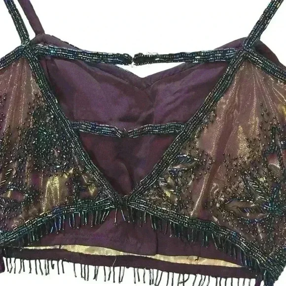 Y2K Je Matadi 100% Silk Beaded Ombré Mermaid Skirt And Halter Top Size Small - Picture 9 of 16